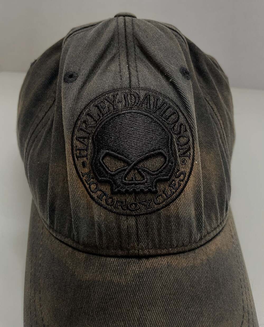Harley-Davidson Willie G Skull Flexfit Hat Cap Genuine Motorclothes Faded Black